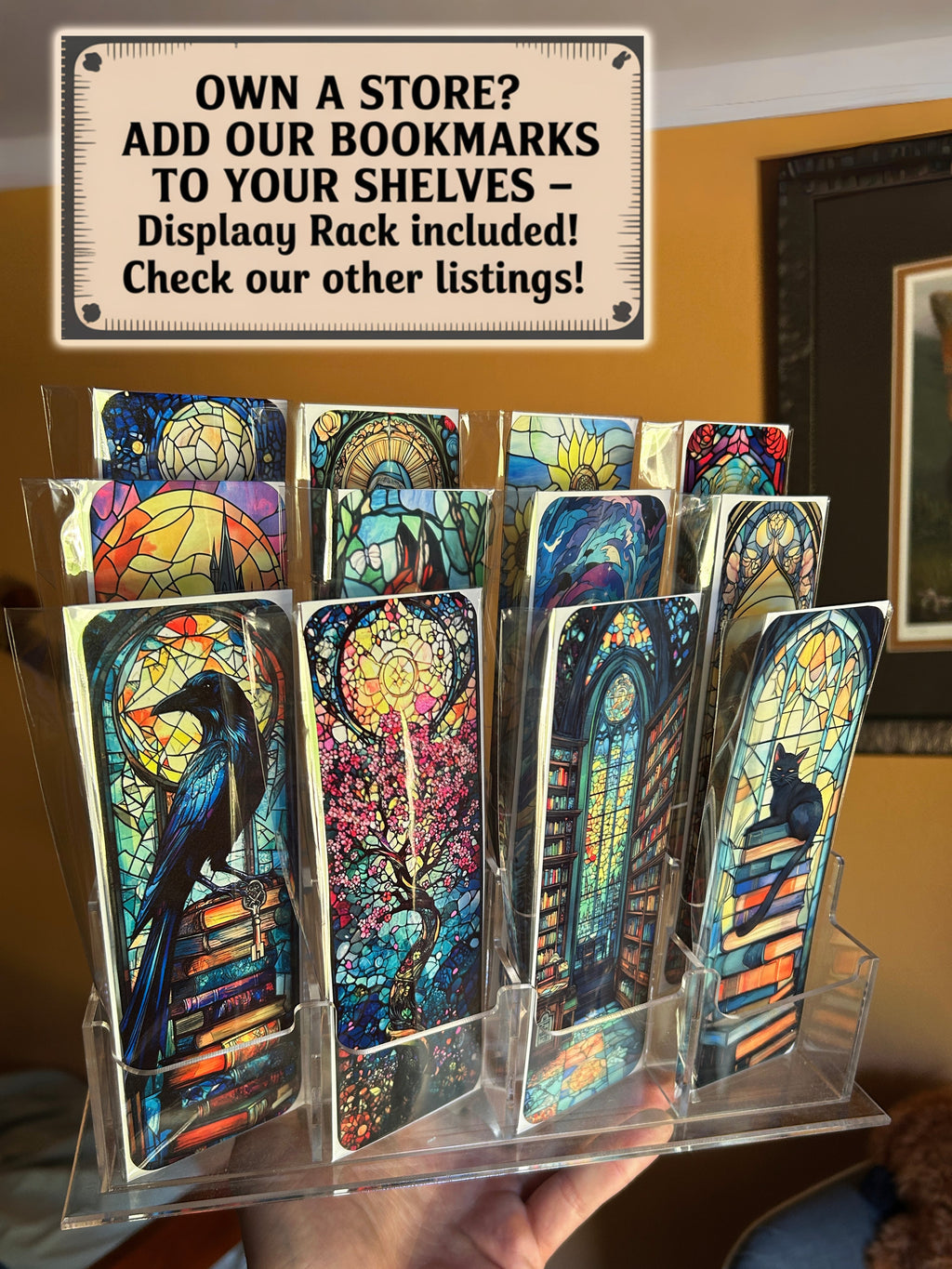 Clever Raven Library Bookmark – Stacked Books & Wise Raven Art, Literary Gothic Gift, Unique Book Lover Accessory